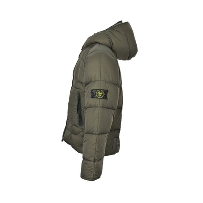 Stone Island 24Fw black zipper mesh island logo hooded down jacket