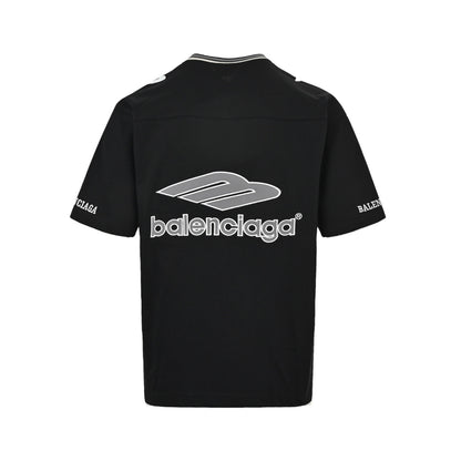 Balenciaga 26ss embroidered logo stitching jersey short sleeves