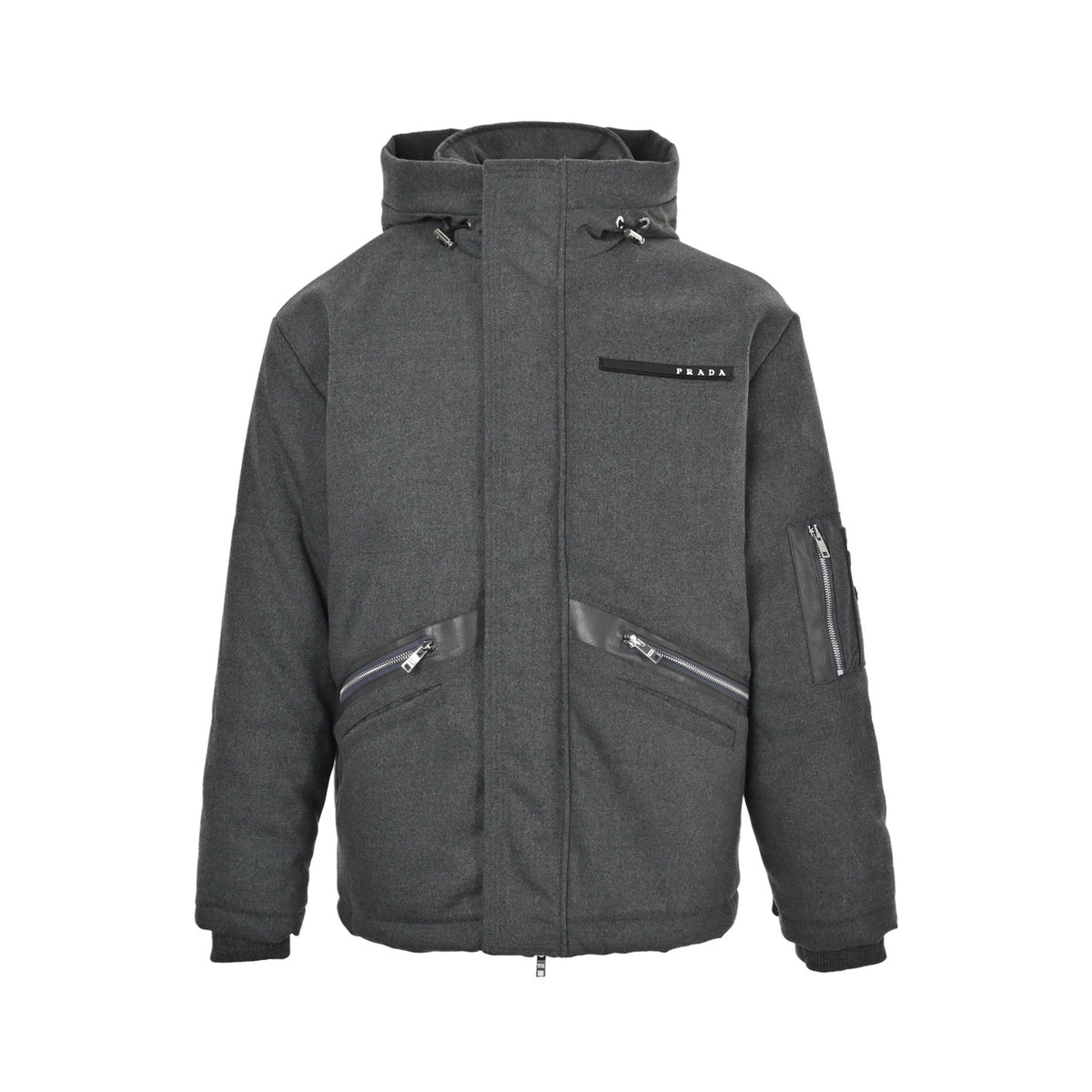Prada multi-pocket logo letter hooded cotton jacket