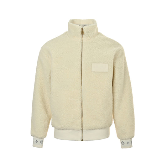 Louis Vuitton 24Fw leather sherpa stand collar jacket