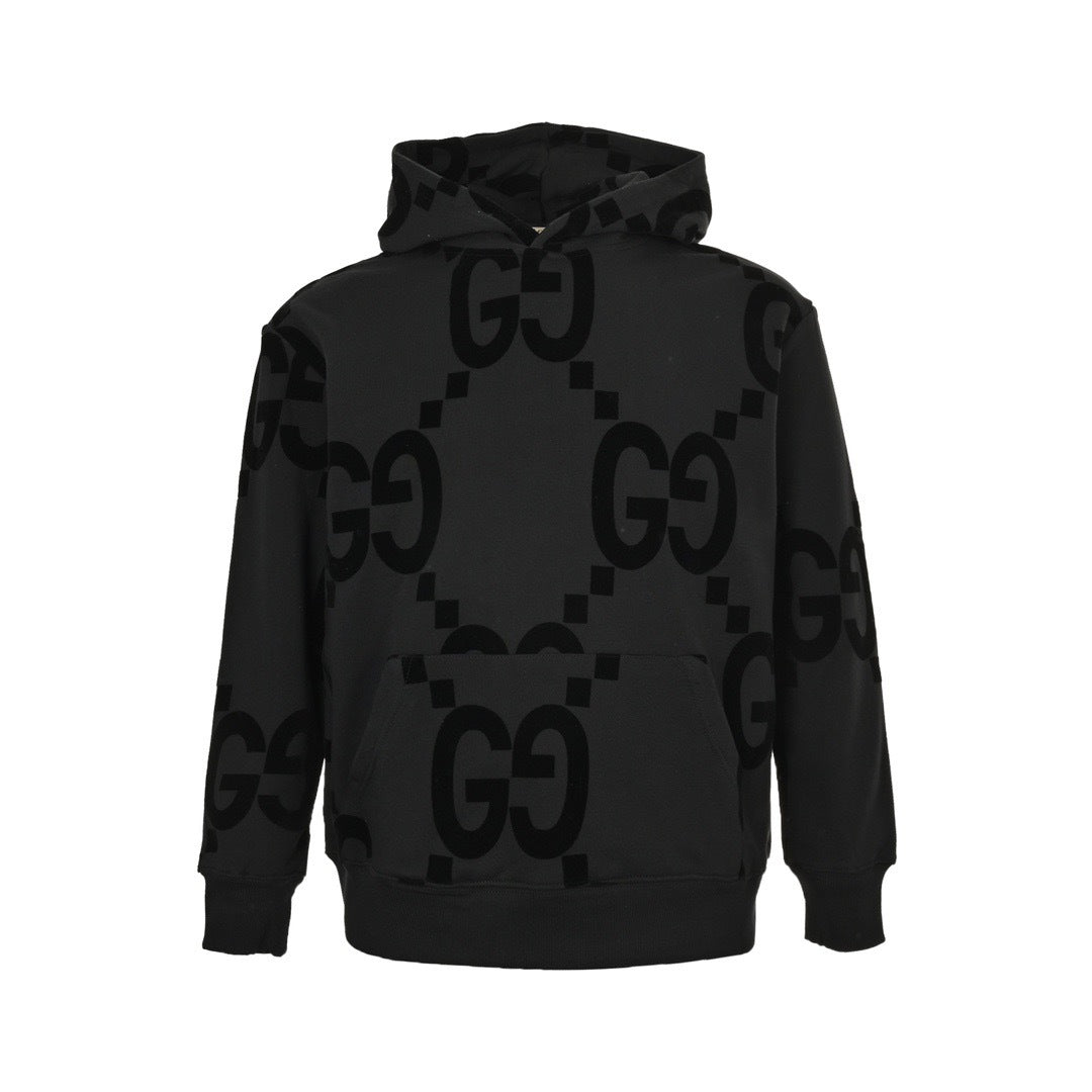 Gucci 24Fw Double G flocking print suit hooded sweatshirt