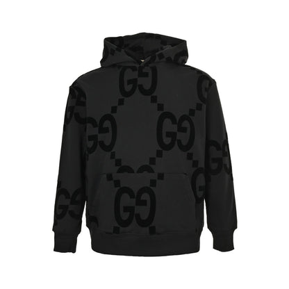 Gucci 24Fw Double G flocking print suit hooded sweatshirt