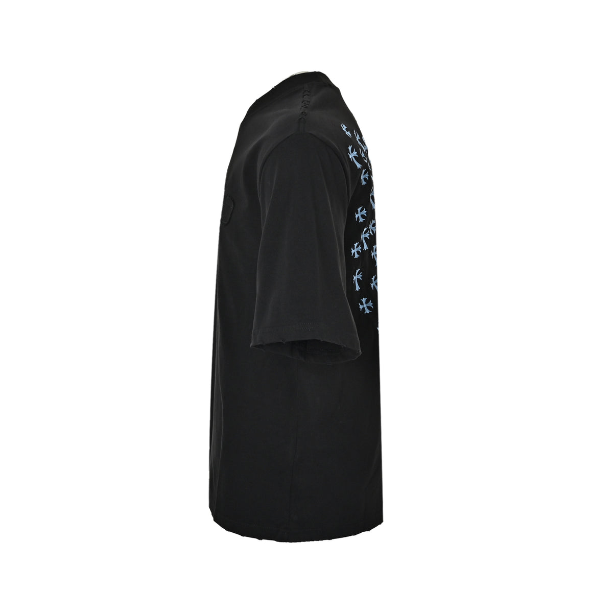 Chrome Hearts/Chrome Heart Incomplete Horseshoe Patch Embroidered Round Neck Short Sleeve