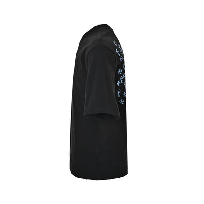 Chrome Hearts/Chrome Heart Incomplete Horseshoe Patch Embroidered Round Neck Short Sleeve