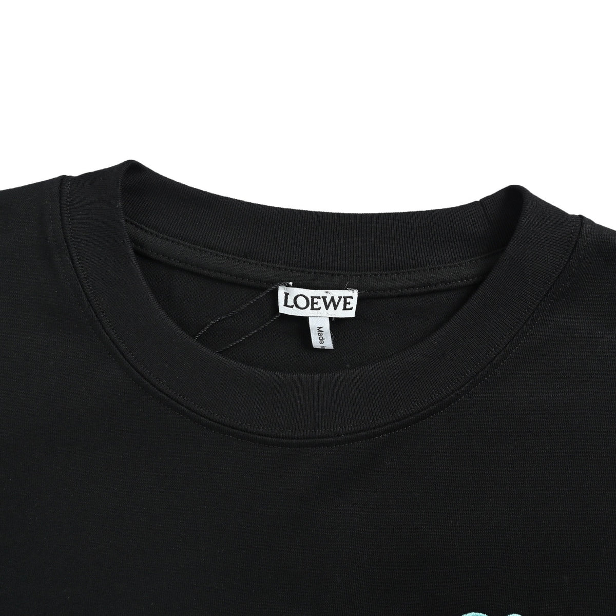 Loewe/Luo Yiwei 26ss contrasting color embroidered letter logo short sleeves