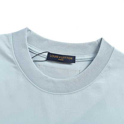 Louis Vuitton chest logo three-dimensional embroidery round neck short sleeves