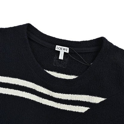 Loewe striped wool embroidered knitted short sleeves