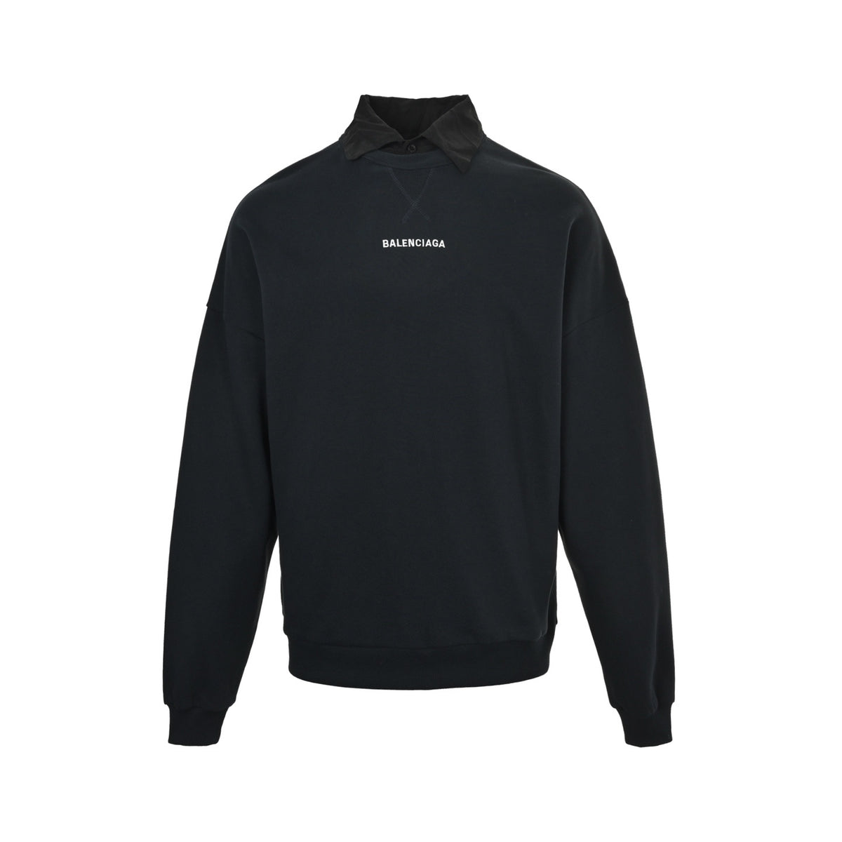 Balenciaga 25Fw fake front and back embroidered two-piece lapel sweatshirt