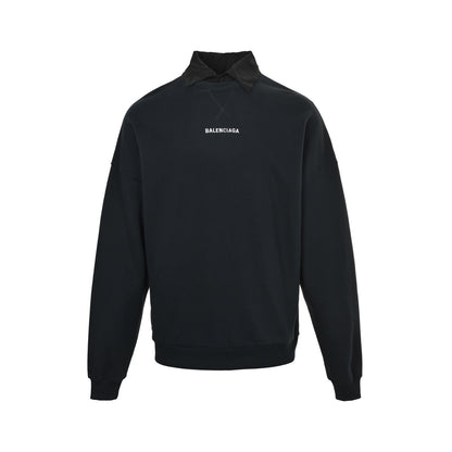 Balenciaga 25Fw fake front and back embroidered two-piece lapel sweatshirt