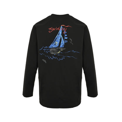 Burberry 25Fw letter sailboat painted print long-sleeved T-shirt