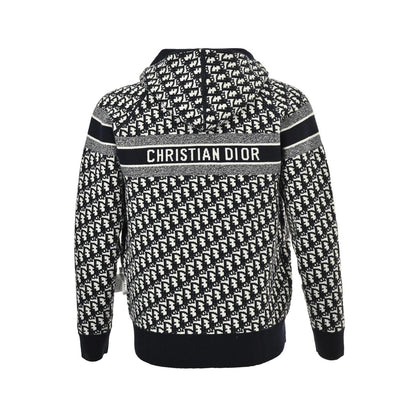 Dior 23Fw Oblique old flower jacquard knitted cashmere reversible jacket