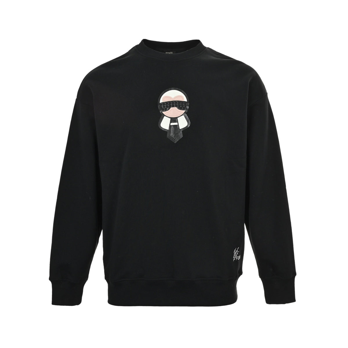 Fendi 25Fw Galeries Lafayette leather embroidered round neck sweatshirt