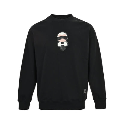 Fendi 25Fw Galeries Lafayette leather embroidered round neck sweatshirt