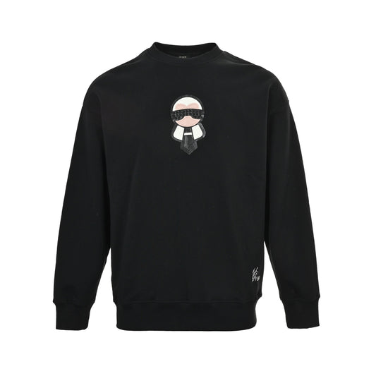 Fendi 25Fw Galeries Lafayette leather embroidered round neck sweatshirt