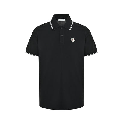 Moncler/Mask 26ss Logo Stripe Contrast Color Polo Short Sleeves on Chest