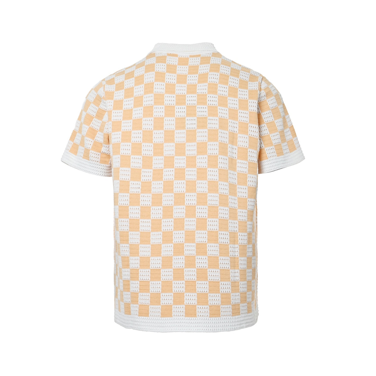 Louis Vuitton 26ss leather label checkerboard jacquard knitted short-sleeved shirt