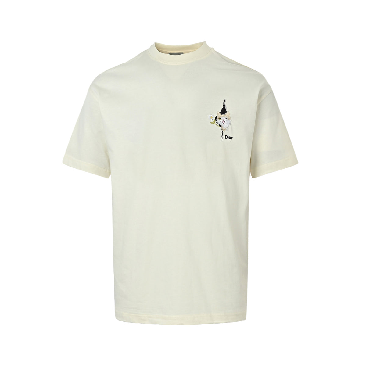 Dior kitten embroidered short sleeves