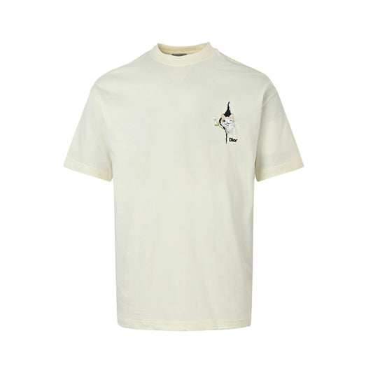 Dior kitten embroidered short sleeves