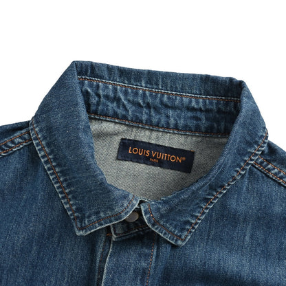 Louis Vuitton Paris catwalk style denim blue short-sleeved shirt