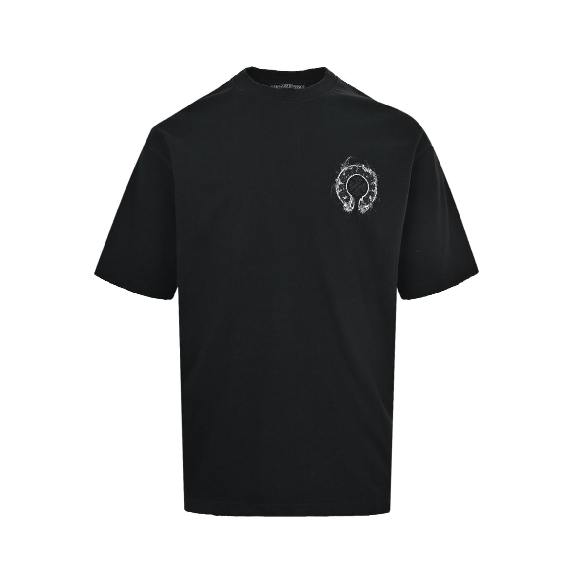 Chrome Hearts Horseshoe Embroidery Smoke Splashed Ink Hole Short Sleeves