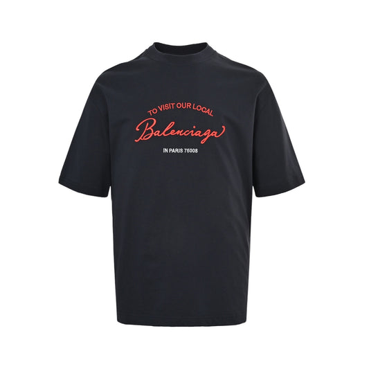 Balenciaga signature handwritten slogan embroidered letter short sleeves