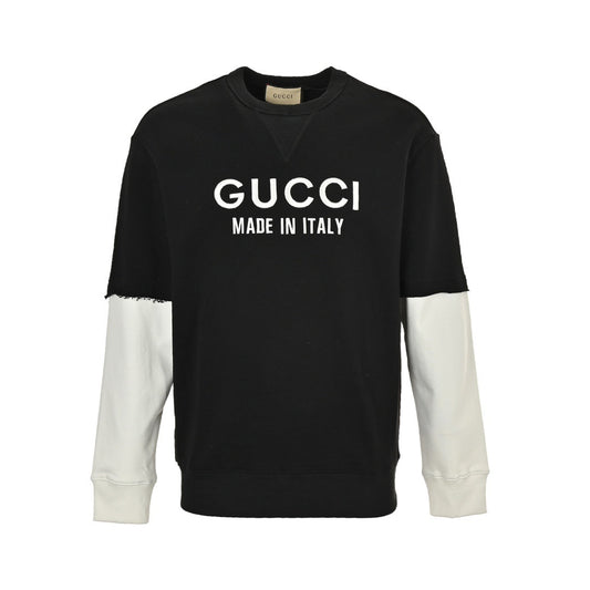 Gucci 24Fw embroidered letter logo stitching fake two-piece sweatshirt