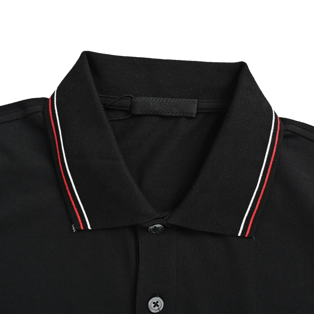 Prada embroidered logo collar striped Polo short sleeves