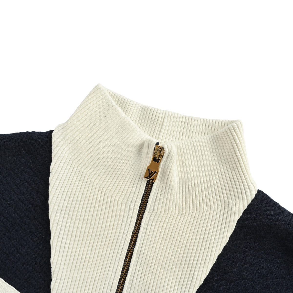 Louis Vuitton 24Fw stand collar striped contrast zipper knitted jacket