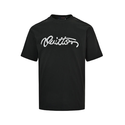 Louis Vuitton 26ss beaded signature letter embroidered short sleeves