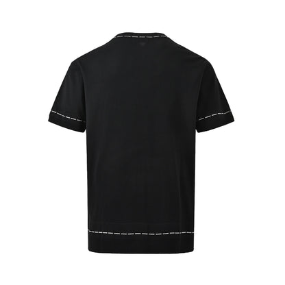 Fendi letter signature dotted striped jacquard knitted short sleeves at the hem