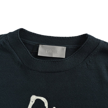Dior 25Fw letter embroidered crew neck sweater