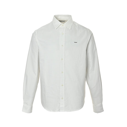Prada logo embroidered long-sleeved shirt