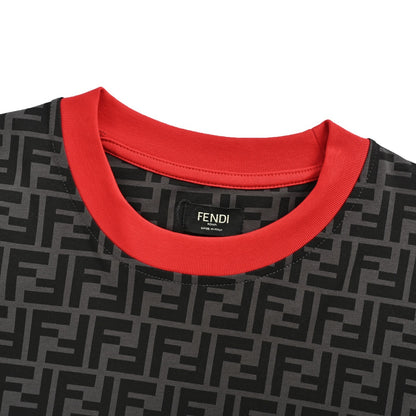 Fendi full printed FF contrasting collar short sleeves