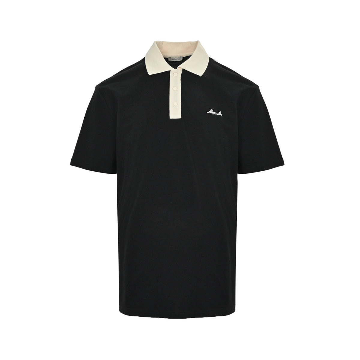 Moncler/Mask Embroidery Contrast Color Snap Button Polo Short Sleeves