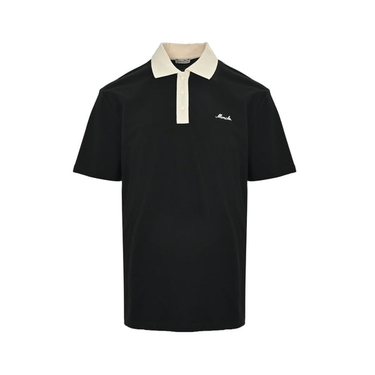 Moncler/Mask Embroidery Contrast Color Snap Button Polo Short Sleeves