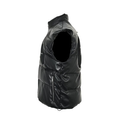 TEAM WANG first generation lettered leather down vest