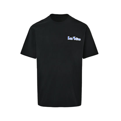 LouisVuitton/Louis Vuitton blue and white graffiti logo printed short-sleeved front and back