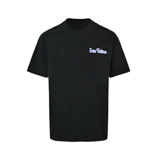 LouisVuitton/Louis Vuitton blue and white graffiti logo printed short-sleeved front and back