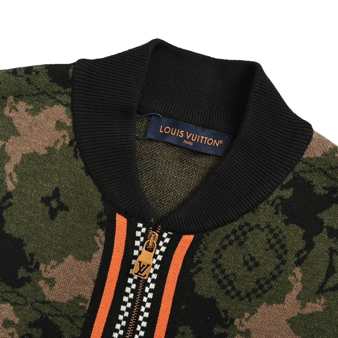 Louis Vuitton 24Fw Western denim jacquard camouflage knitted jacket