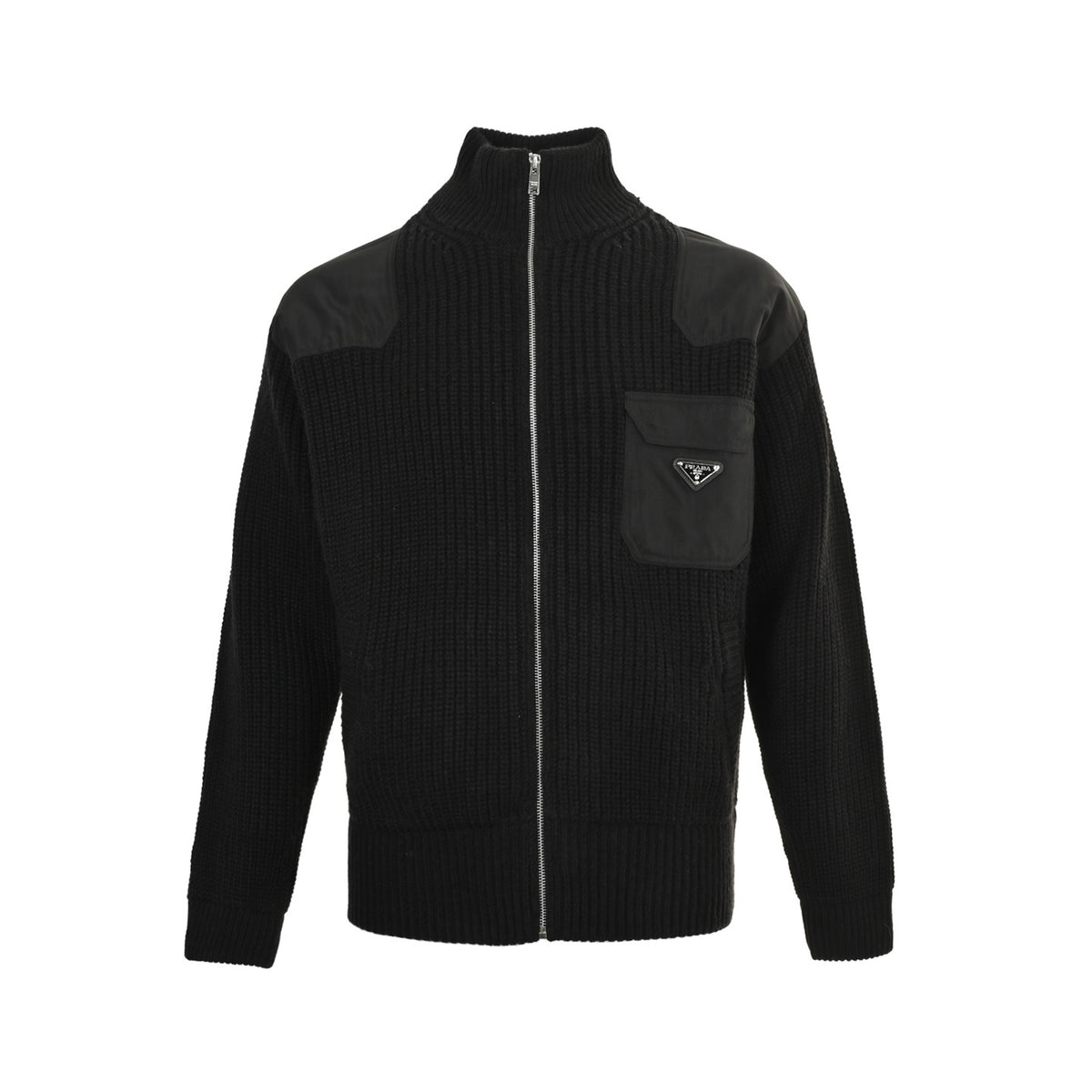 Prada triangle patchwork knitted sweater jacket