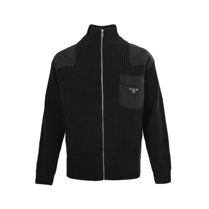 Prada triangle patchwork knitted sweater jacket