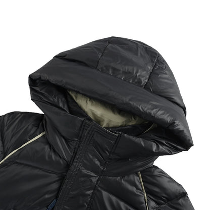 Prada metal triangle logo hooded down jacket