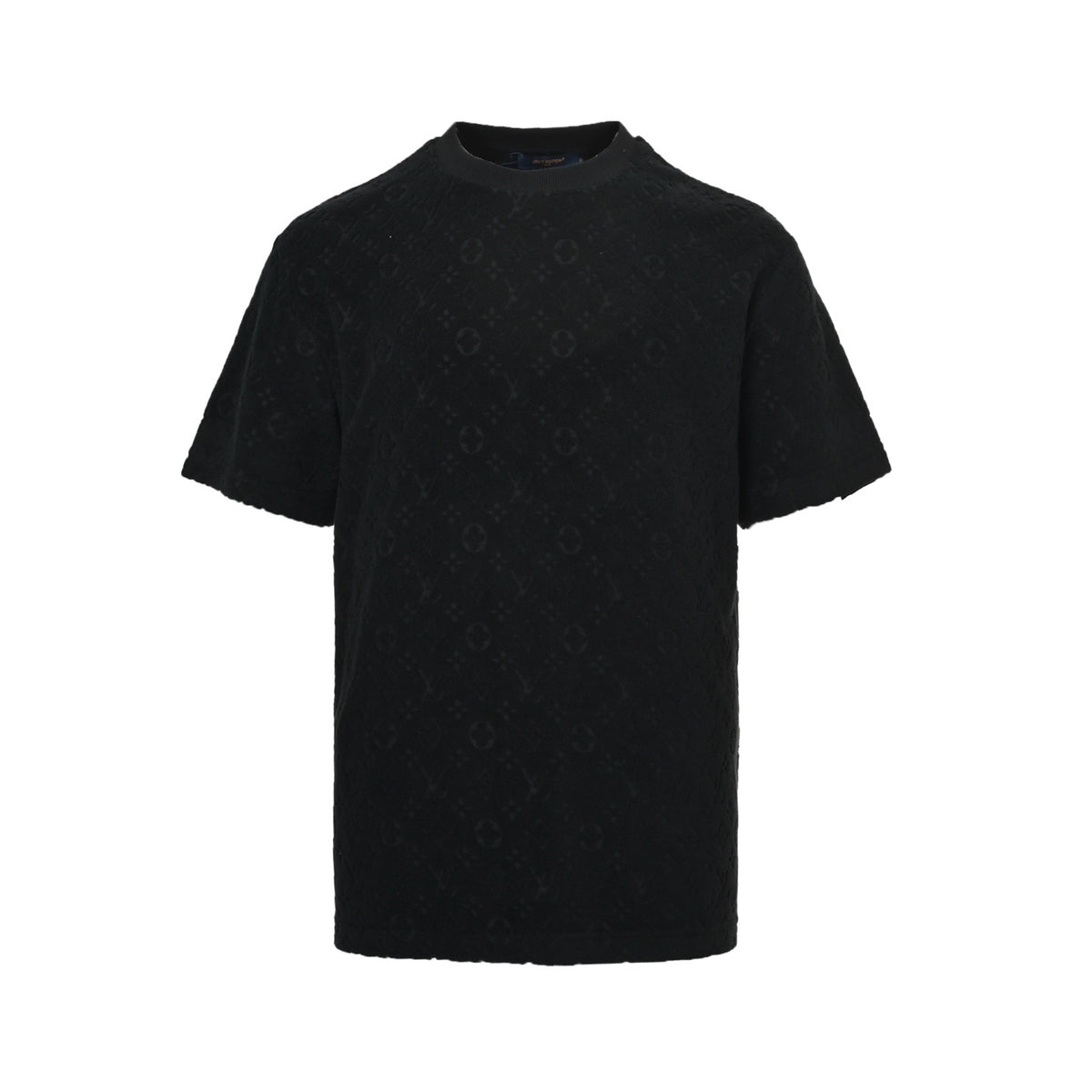 Louis Vuitton black flocked embossed terry short sleeves