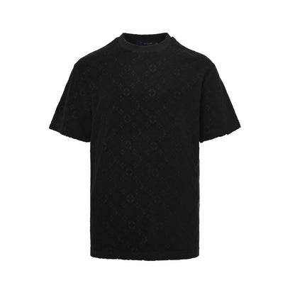 Louis Vuitton black flocked embossed terry short sleeves