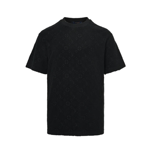 Louis Vuitton black flocked embossed terry short sleeves