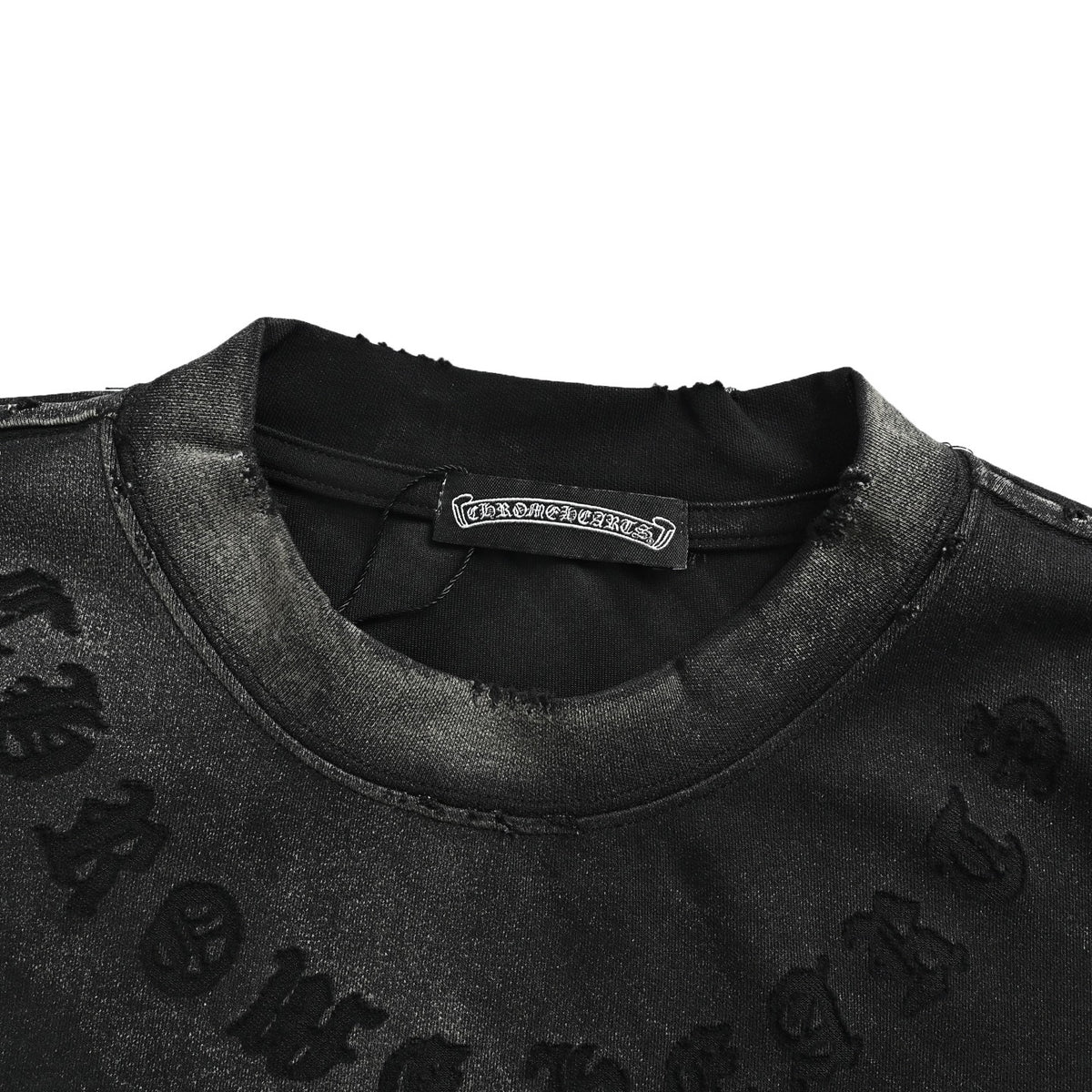 Chrome Hearts/Chrome Heart Laser Cross Laser Destruction Washed Short Sleeves