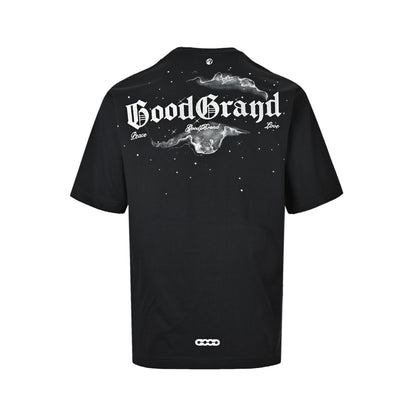 GOODBRAND 26ss Nebula printed silver hot diamond logo short sleeves