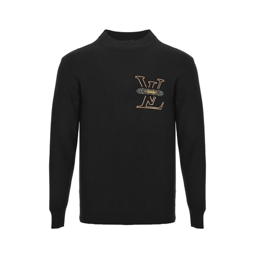 Louis Vuitton chest old pattern leather crew neck sweater