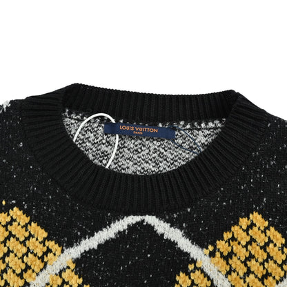 Louis Vuitton 24Fw checkerboard geometric texture line knitted sweater