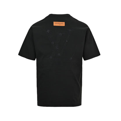Louis Vuitton 26ss short sleeves with dark logo embroidery on the front and back